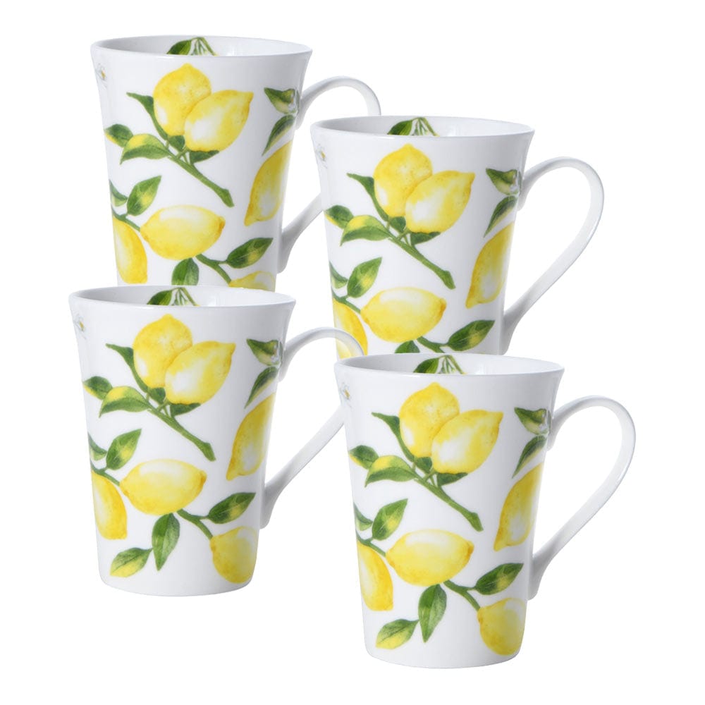 Premium Ceramic Lemons Set of 4 Coffee Mugs - 12oz Citrus-Themed Drinkware for Tea, Coffee & Hot Chocolate - Perfect for Kitchen, Office & Gift Giving