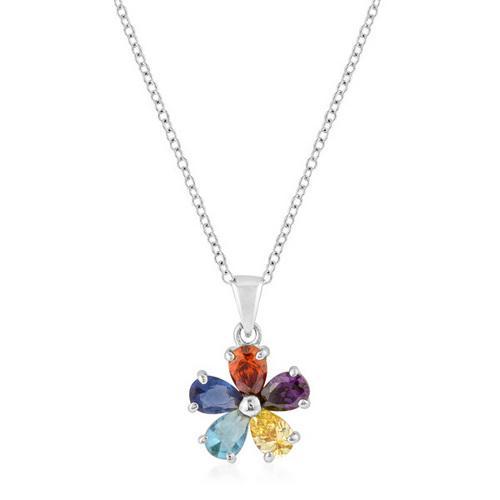 Elegant Rhodium Plated Pedal Pendant Necklace for Women - Perfect for Parties, Weddings & Everyday Wear