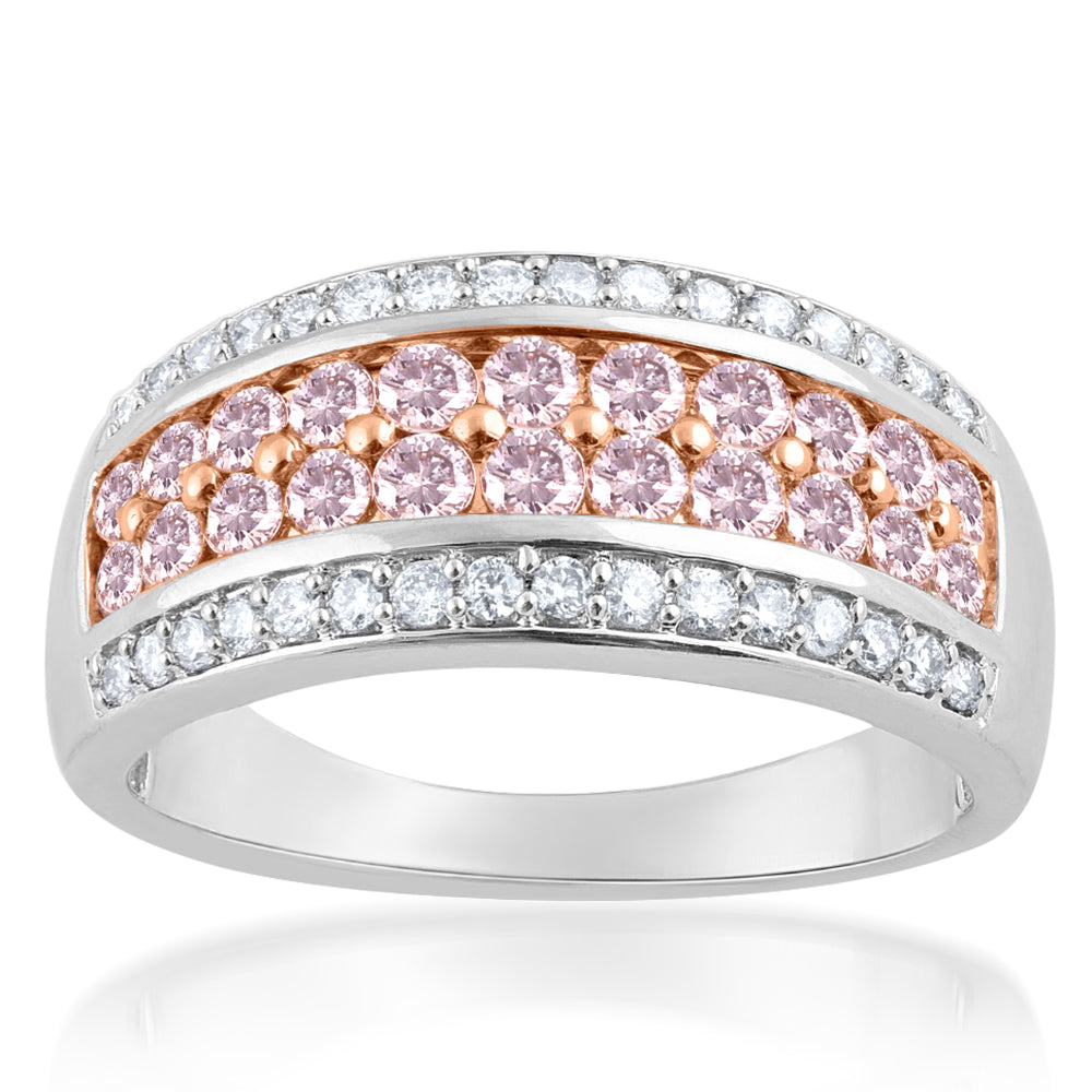 9ct White and Rose Gold 1 Carat Diamond Ring with Pink Argyle Diamonds - Elegant Engagement & Wedding Jewelry for Women