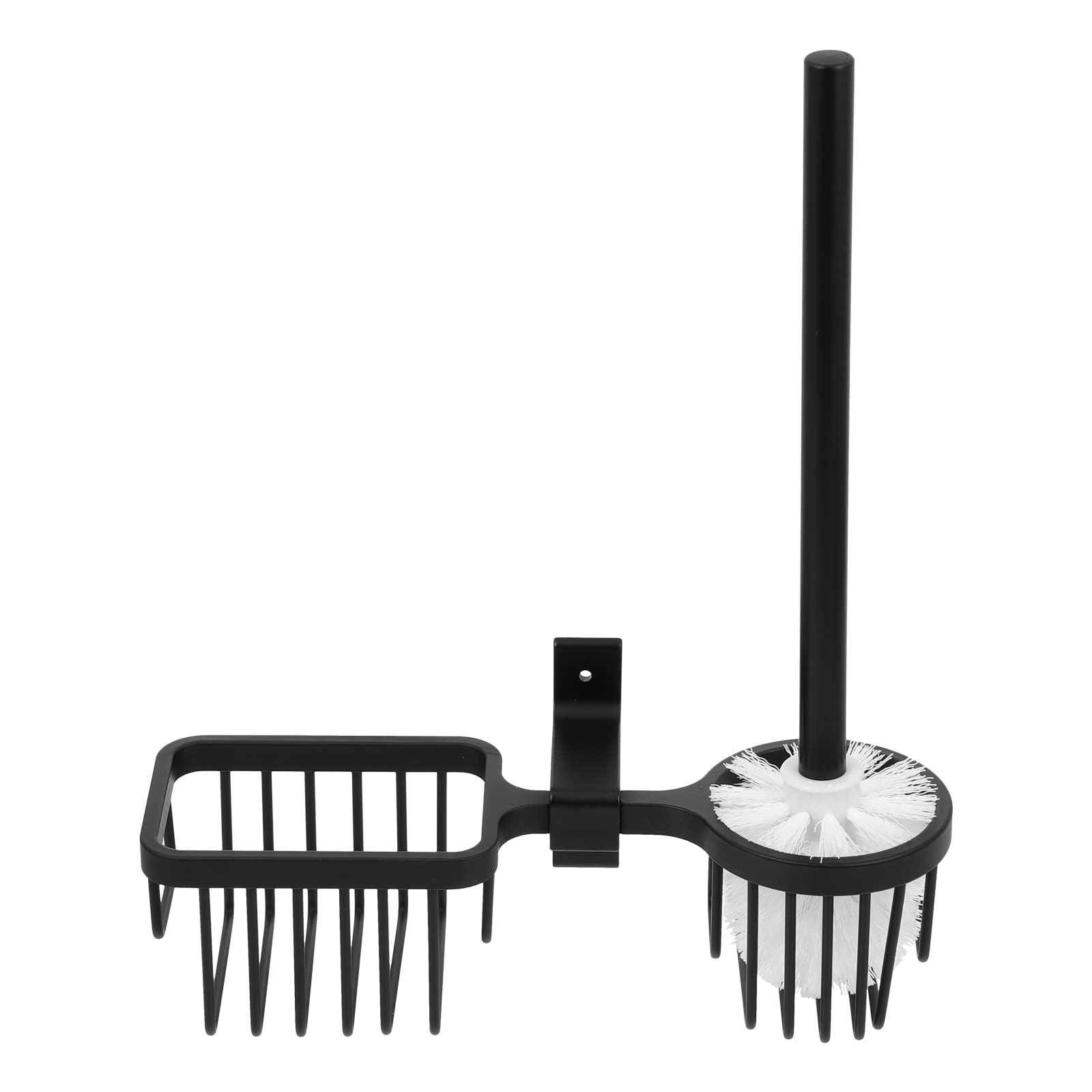 Wall Mounted Toilet Brush Holder Set - Space Saving Aluminum Toilet Brush Rack with Cleaning Brush & Scrubber, Includes Mounting Screws | Perfect for Bathroom Organization & Hygiene Maintenance