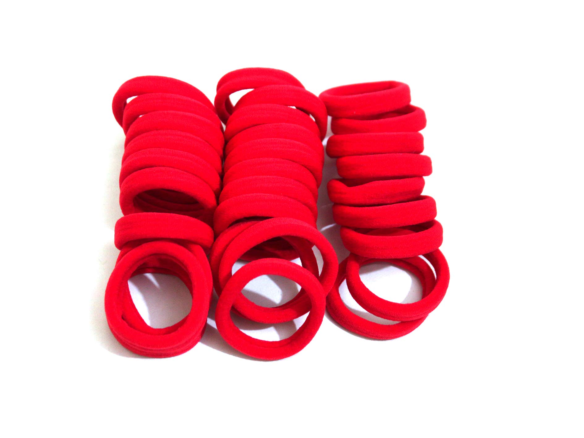 30pcs Stretchy Red Rubber Hair Bands for Women & Girls - Soft Ponytail Holders for Thick & Thin Hair - Perfect for Workouts, Yoga, and Everyday Styling