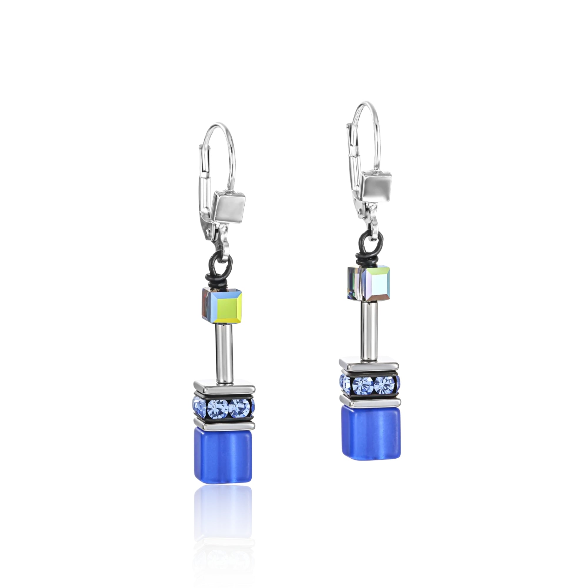 GeoCUBE Cobalt Blue Earrings for Women - Handmade Dangle Earrings with Natural Stones - Perfect for Casual Wear, Parties & Gift Giving