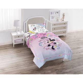 Minnie Mouse Twin Reversible Comforter and 3-Piece Sheet Set - Disney Themed Bedding for Girls' Room Decor | Perfect for Kids' Bedrooms, Sleepovers, and Disney-Themed Parties