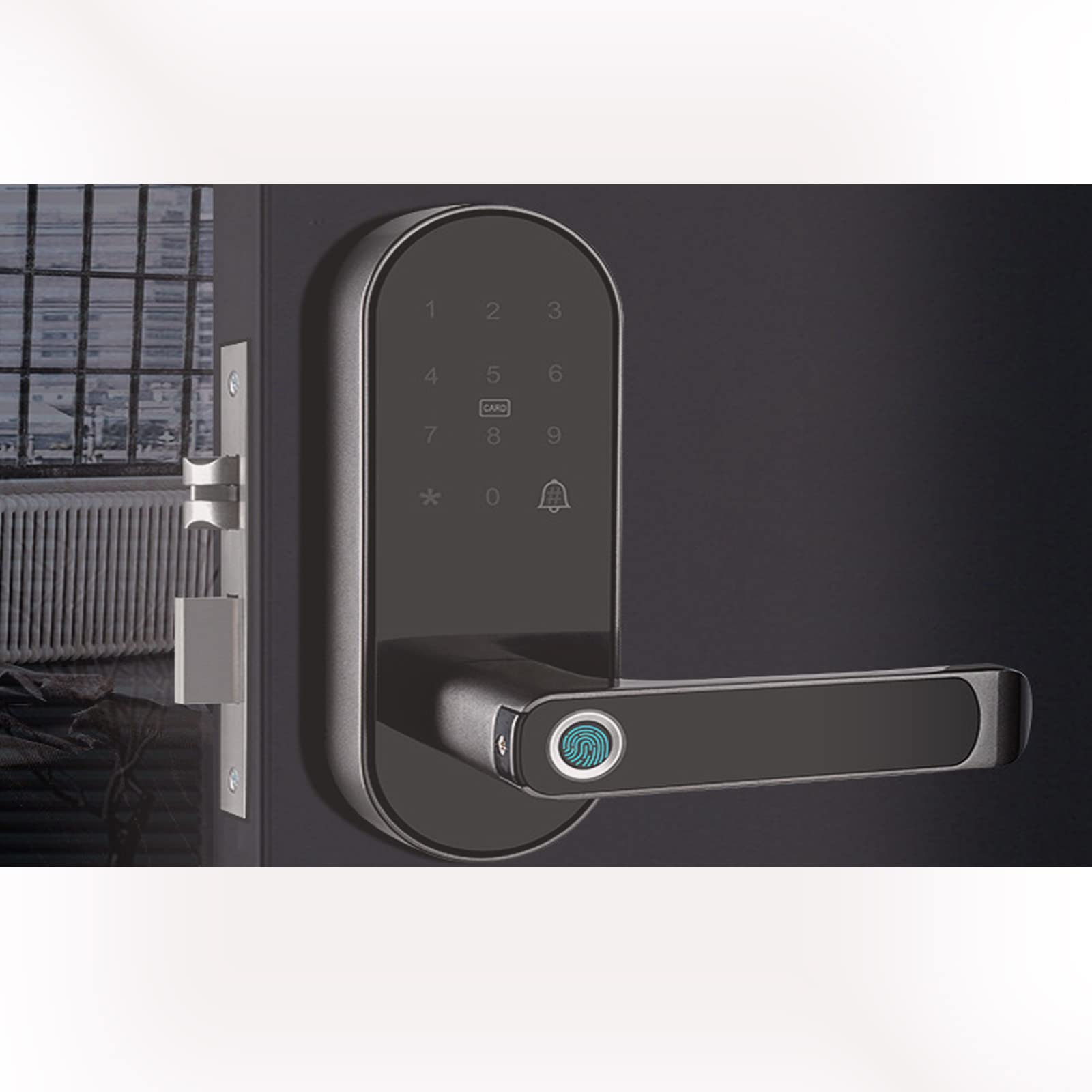 HAOWUJIN Smart Fingerprint Door Lock - Electronic Keyless Entry with Touchscreen Keypad, Auto-Locking Lever Handle for Front Doors | Secure & Convenient Home Access Control for Apartments, Houses & Offices
