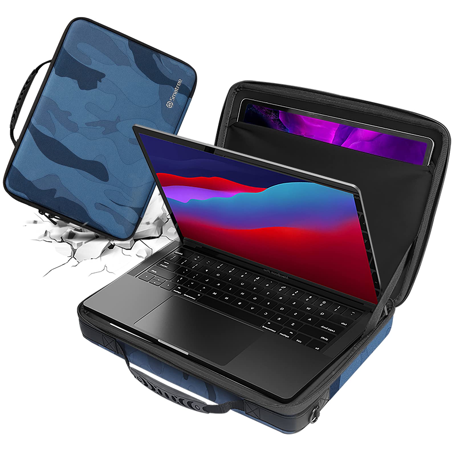 Smatree Durable Laptop Shoulder Bag for 14-inch MacBook Pro 2021, 13-13.3-inch MacBook Air/Pro 2020, 12.9-inch iPad Pro with Keyboard - Protective Carrying Case for Work, School & Travel (Blue)