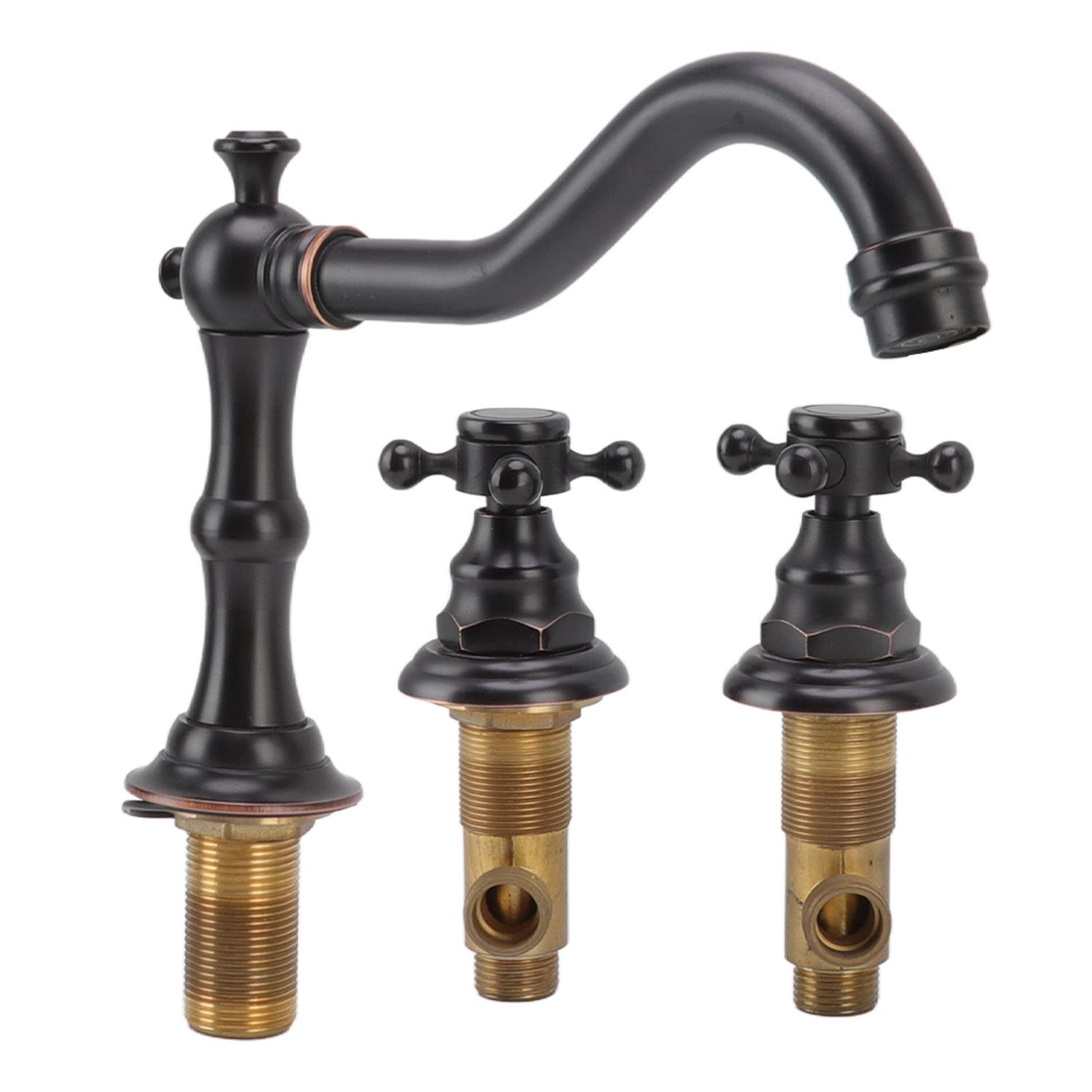 Antique Brass Bathroom Sink Faucet with Long Hose - Leakproof for Vanity