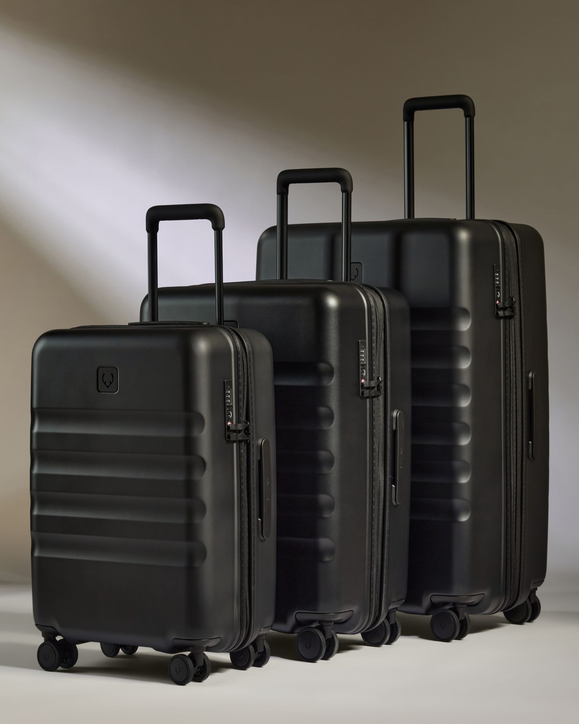 Large Black Carry-On Luggage Set with Icon Stripe Design - Perfect for Air Travel, Business Trips & Weekend Getaways