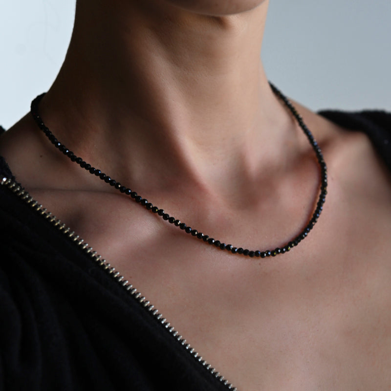 Elegant Black Spinel Beaded Necklace for Women | Handmade Gemstone Jewelry | Perfect for Evening Parties & Special Occasions
