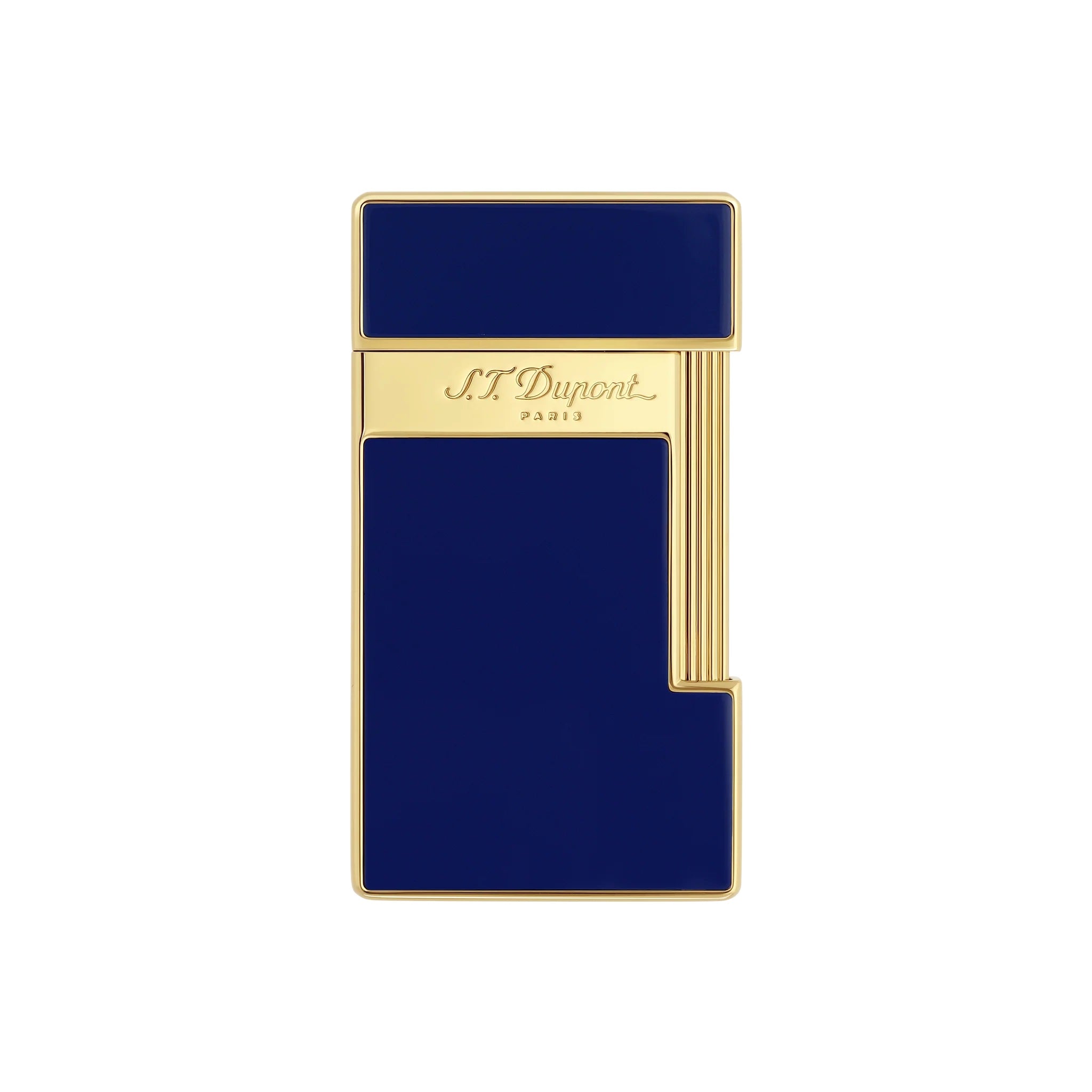 S.T. Dupont Slimmy Blue Lacquer & Gold Luxury Lighter - Premium Windproof Flame for Cigars, Candles & Outdoor Use