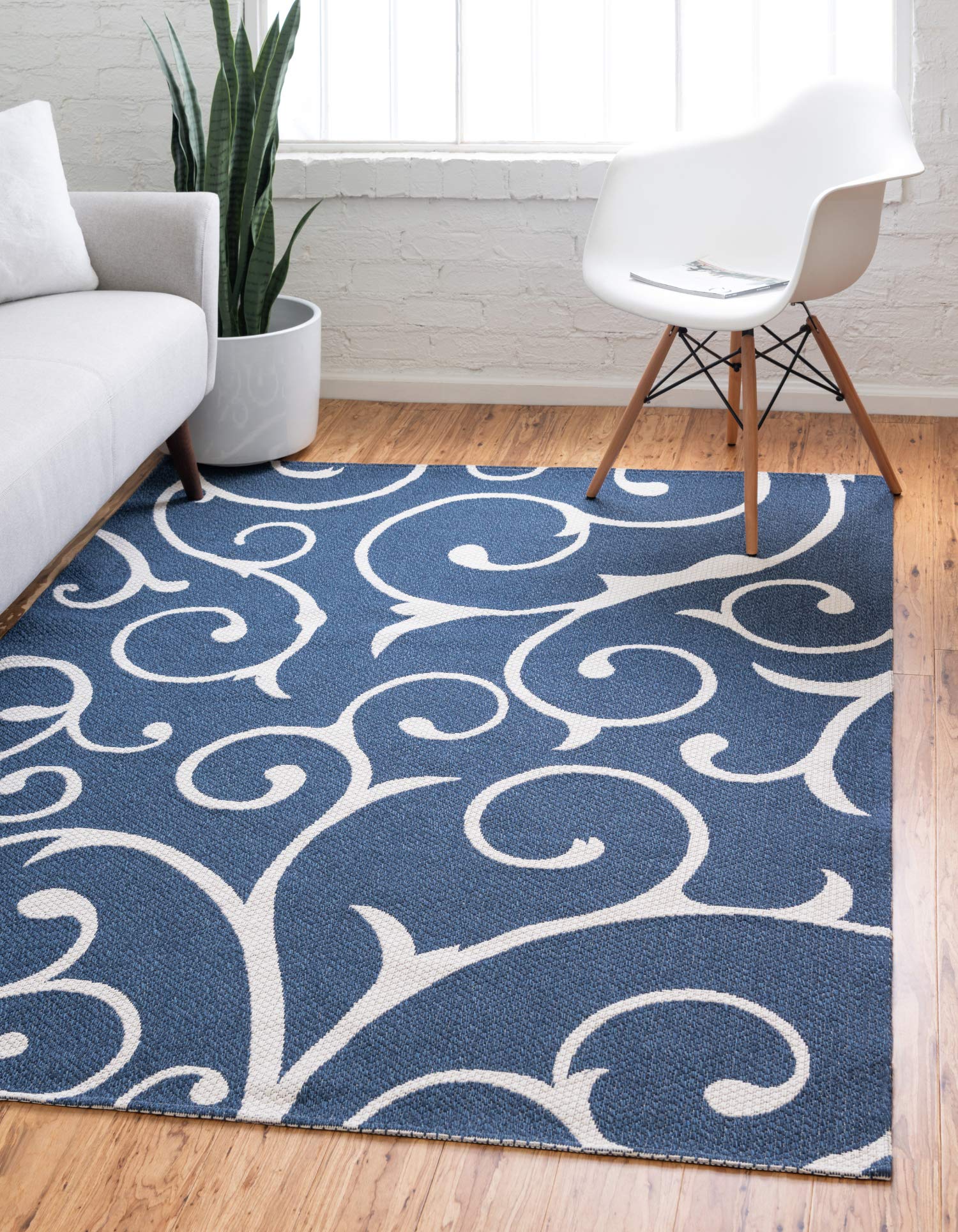 Unique Loom Decatur Collection Damask Botanical Geometric Modern Area Rug 8'5