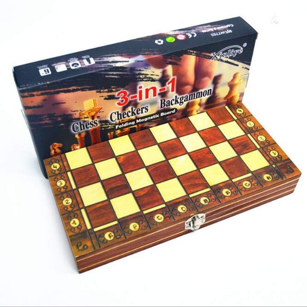 EOTECK 3-in-1 Wooden Chess Set with Backgammon & Checkers - Premium Travel Board Game for Indoor & Outdoor Use - Perfect Gift for Strategy Lovers & Puzzle Game Enthusiasts - Great for Family Game Nights, Camping Trips & Coffee Table Decor