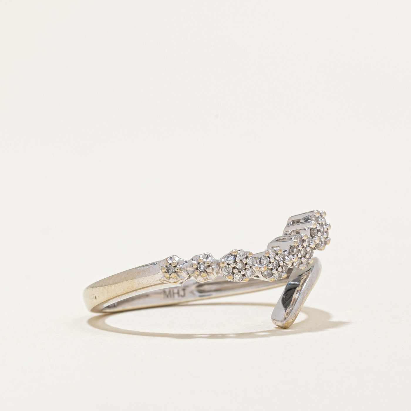 0.12ctw Diamond Bypass Ring - Size 7.25 | Elegant Wedding Band, Anniversary Gift for Her | Perfect for Engagements, Proposals & Special Occasions