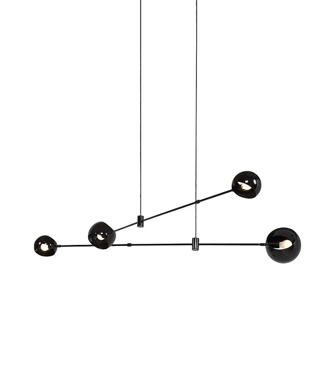 Modern LED Linear Black Pendant Light - Minimalist Design for Kitchen Island, Dining Room & Bedroom Lighting - Energy Efficient Hanging Fixture