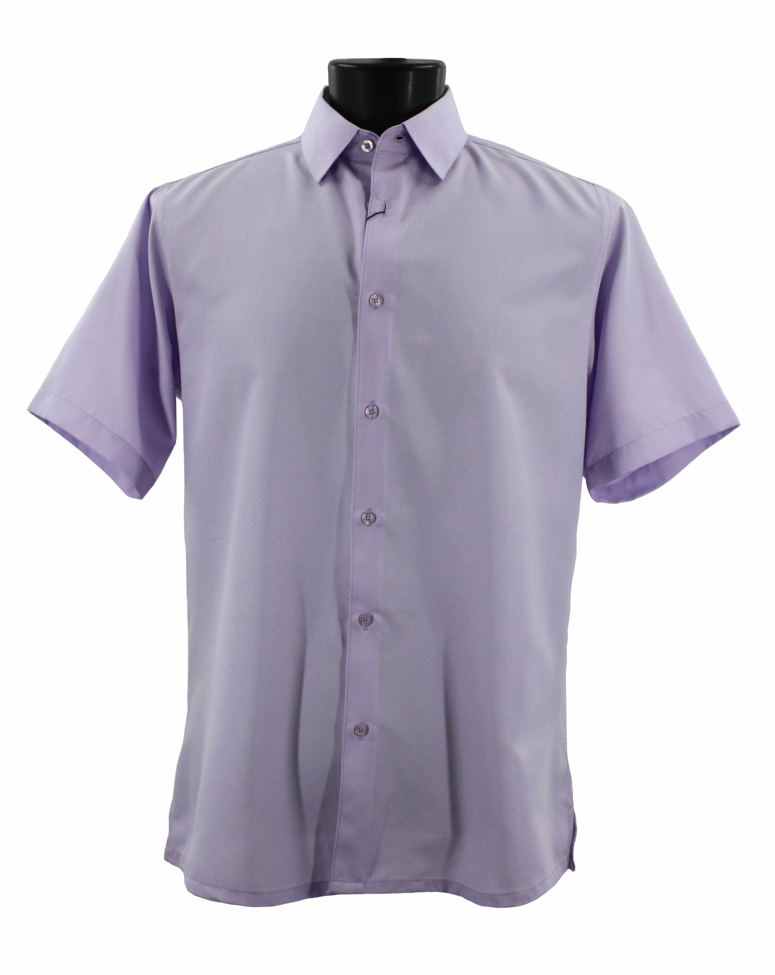 Bassiri Men's Short Sleeve Casual Shirt - Soft Cotton Button Down Top in Lilac (B2026) | Perfect for Summer Outfits, Office Wear & Casual Dates