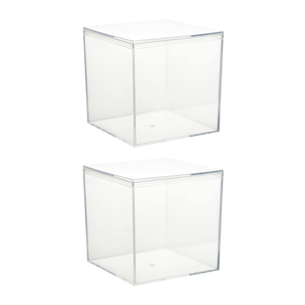 2pcs Clear Acrylic Square Storage Boxes with Lids - Small Plastic Organizer Containers for Candy, Pills, Jewelry & Tiny Items | Perfect for Home, Office & Craft Organization