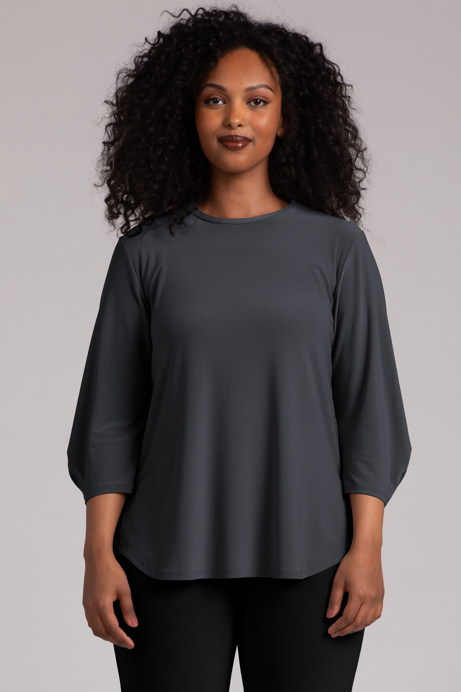Classic Fit Lantern Top for Women - Graphite Color Flowy Blouse | Perfect for Casual Outings, Office Wear & Date Nights