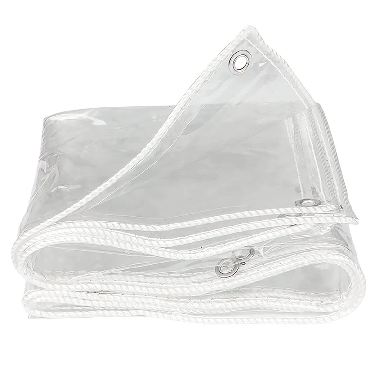 26x33Ft Transparent Waterproof PVC Tarp with Reinforced Eyelets - Heavy Duty Ripstop Windproof Tarpaulin for Outdoor Use | Boat Cover, Patio Protection, Garden Plant Shelter, Camping & Emergency Cover (8×10m)