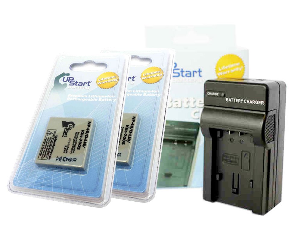 2 Pack Fujifilm NP-40 Replacement Battery & Charger Set - 750mAh 3.7V Li-ion Compatible with Finepix Z5 Digital Camera - Perfect for Travel Photography & Backup Power