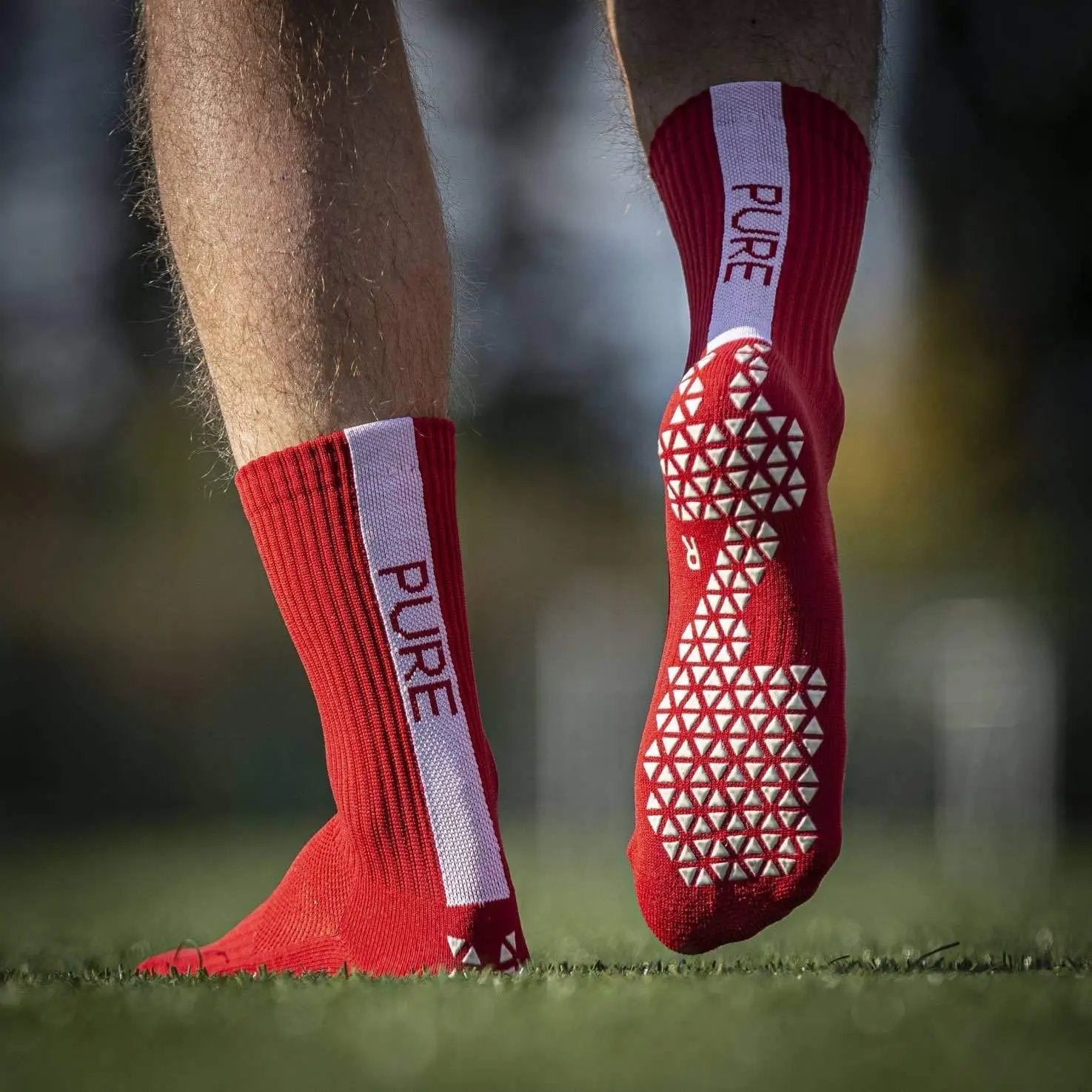 Pure Grip Socks - Non-Slip Red Athletic Socks for Yoga, Pilates & Workouts - Premium Cotton Comfort for Women & Men