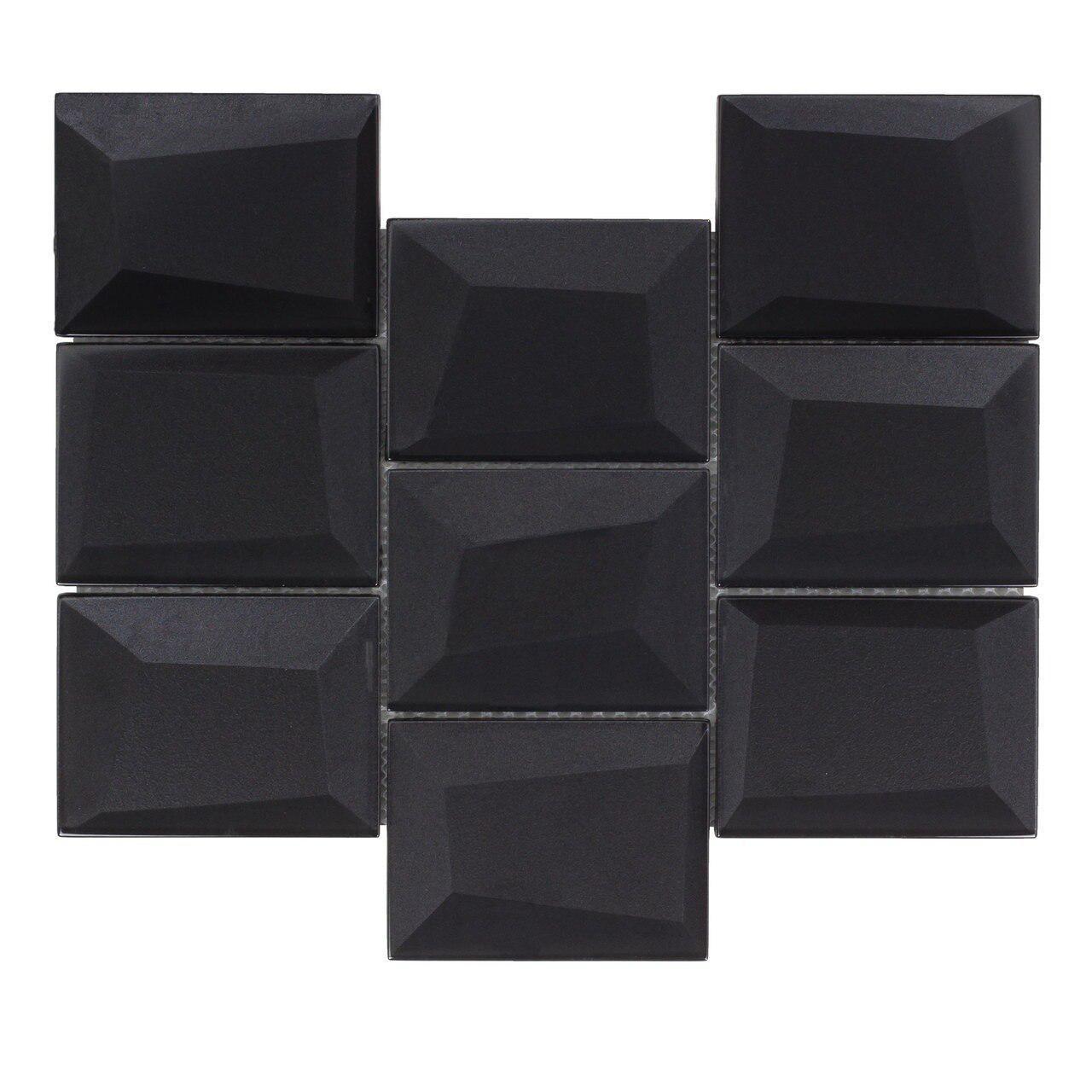 3D Dark Glass Wall Tiles for Bathroom & Kitchen Backsplash - Modern Decorative Mosaic Tiles for Home Renovation & Interior Design