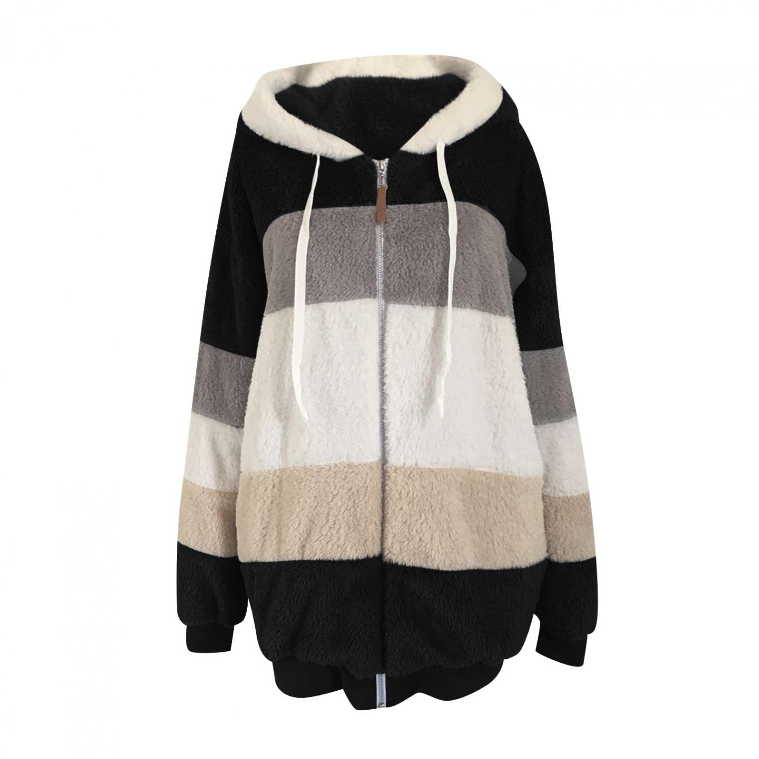 Women's Fleece Jacket - Soft Fluffy Winter Coat with Long Sleeves, Zip Up Hooded Outerwear for Cold Weather | Warm & Cozy Fuzzy Jacket for Outdoor Activities, Hiking, and Casual Wear