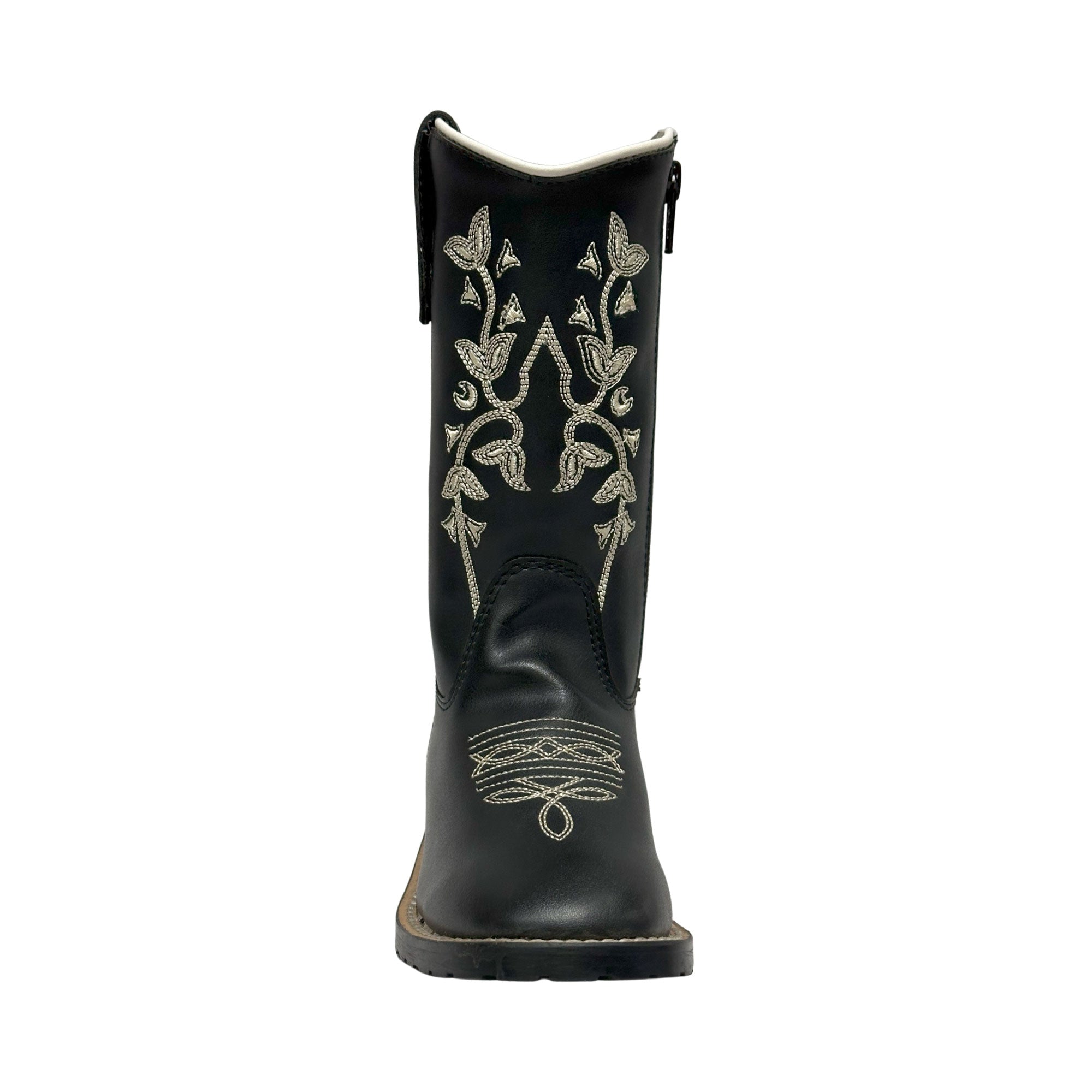 TuffRider Kids' Black Floral Western Cowboy Boots for Girls & Boys - Perfect for Rodeo, Horse Riding & Country Fashion
