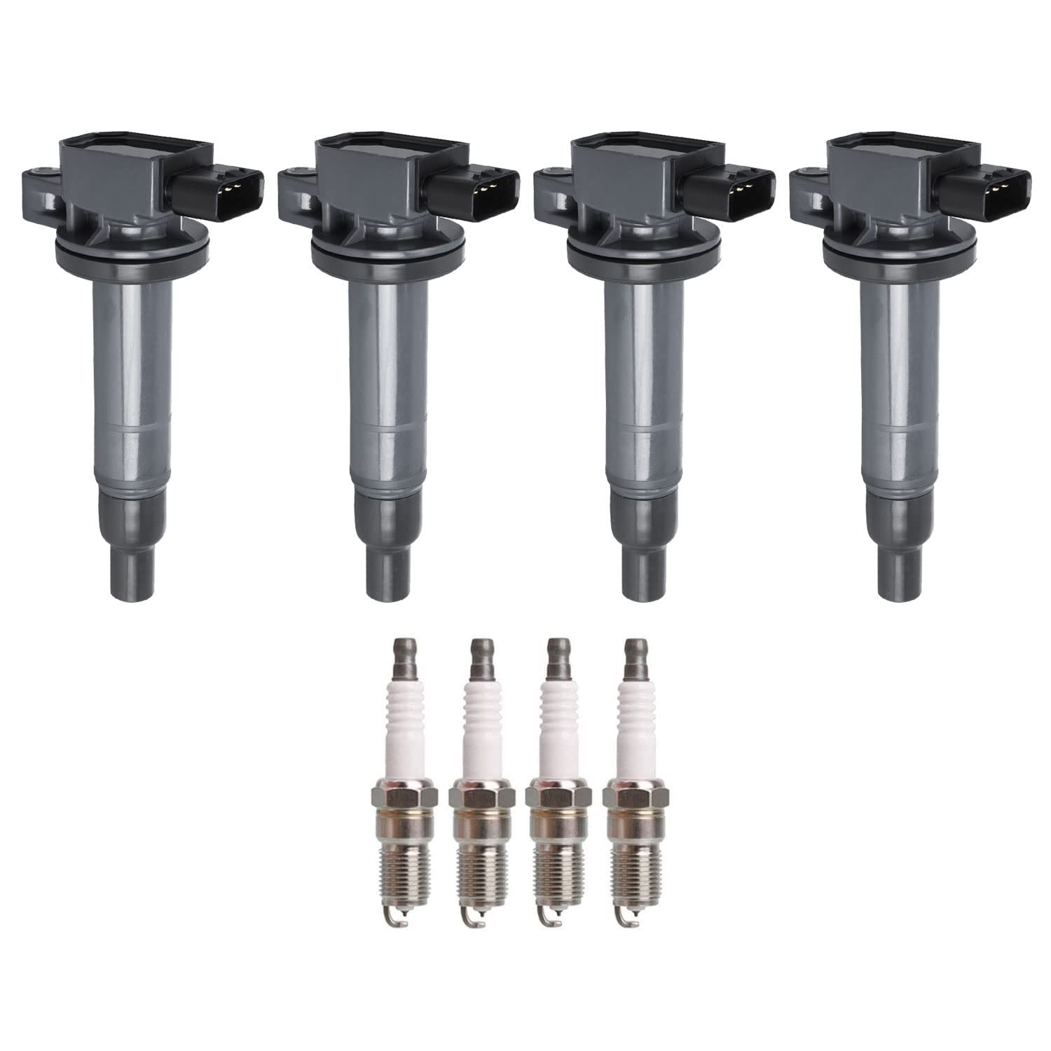 ENA 4-Piece Ignition Coil Pack UF316 with 4 Iridium Spark Plugs 7090 - Compatible with Scion Toyota Echo Prius Yaris xA xB 2000-2018 1.5L - Replacement for 9091902240 C1304 UF316T - Perfect for Engine Performance & Fuel Efficiency Upgrades