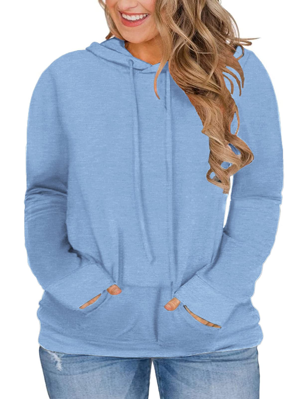 VISLILY Women's Plus Size Hoodies Sweatshirts - Long Sleeve Pullover with Pockets | Cozy Casual Wear for Fall & Winter, Lounge & Outdoor Activities