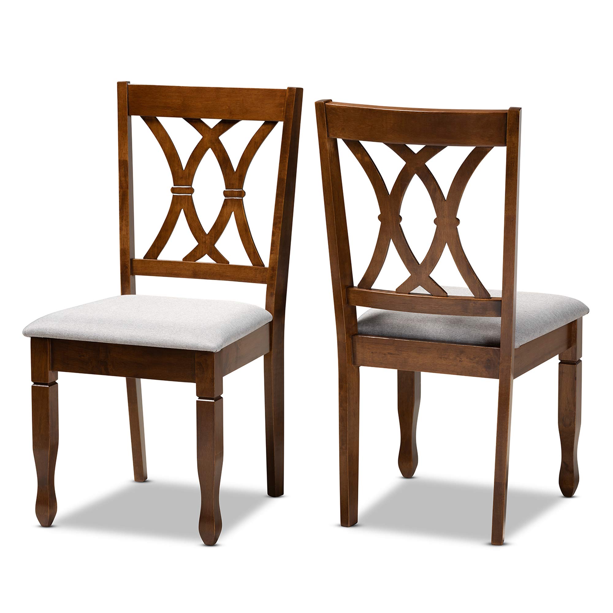 Baxton Studio Set of 2 Modern Dining Chairs - Grey/Walnut Brown Wooden Accent Chairs for Kitchen, Dining Room & Breakfast Nook - 165-10548-AMZ