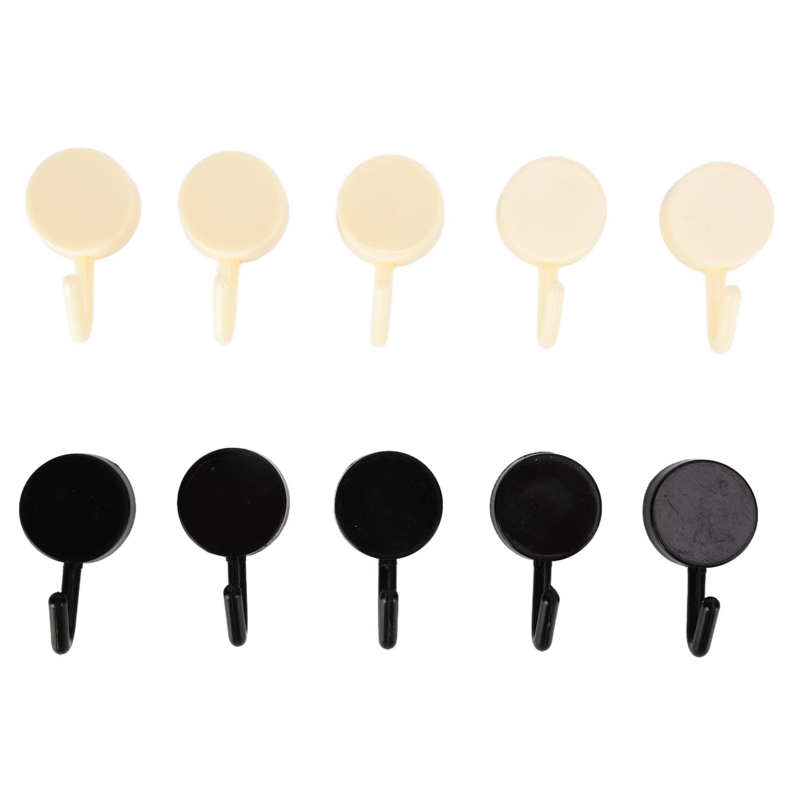 Self Adhesive Wall Hooks - No Drill ABS Strong Round Hooks for Kitchen & Bathroom Organization - Non Marking Sticky Hooks for Hanging Towels, Keys & Small Items (Black & White) - Perfect for Home, Office & Dorm Room Storage Solutions