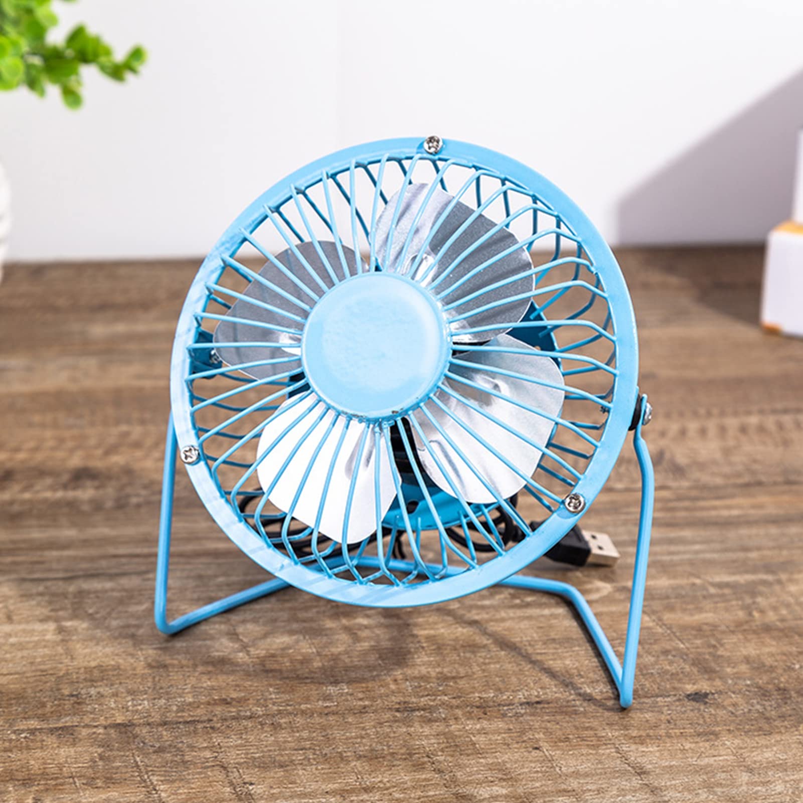 Unizhouxi Small USB Desk Fan - Mini Personal Fan with Quiet Operation, Reusable Metal Design, USB Powered for Home & Office Desktop (Blue) | Perfect for Workspaces, Dorm Rooms & Travel