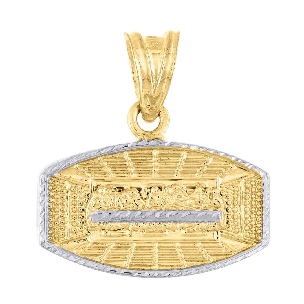 10K Two-Tone Gold Last Supper Religious Charm Pendant Necklace for Men & Women - 21.3x20.10mm Wide - Perfect Christian Jewelry Gift for Baptism, Confirmation & Daily Faith Wear