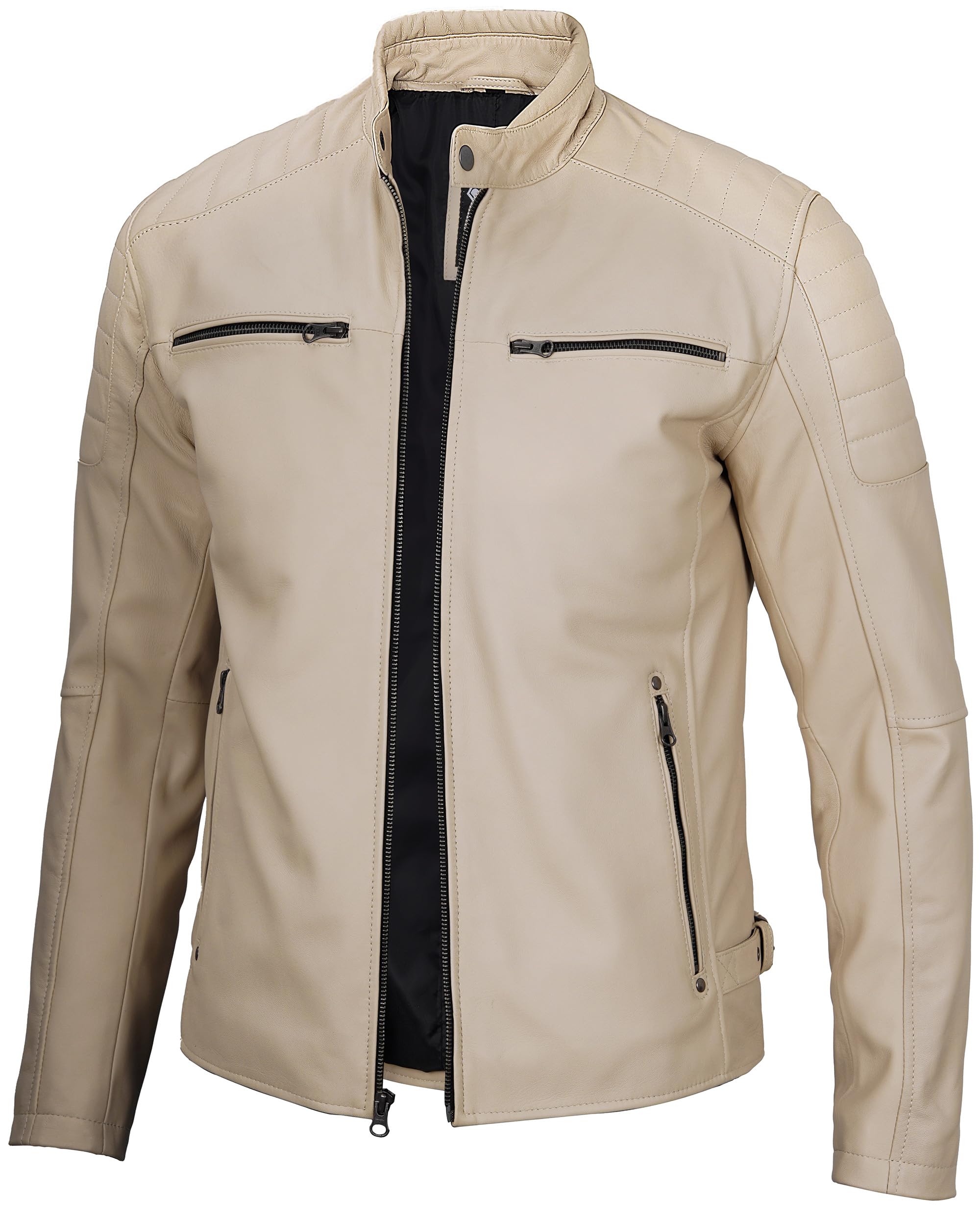 Decrum Men's Genuine Lambskin Leather Jacket - Stylish Casual Biker Jacket for Men | Perfect for Motorcycle Riding, Date Nights & Everyday Wear