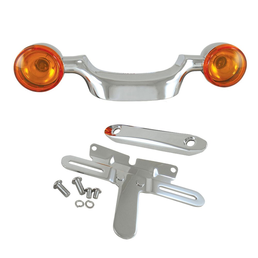 11447 Black Bullet Turn Signal Bar & License Plate Relocation Kit for Harley Big Twin - Motorcycle Customization & Safety Upgrade for Roadsters & Touring Bikes