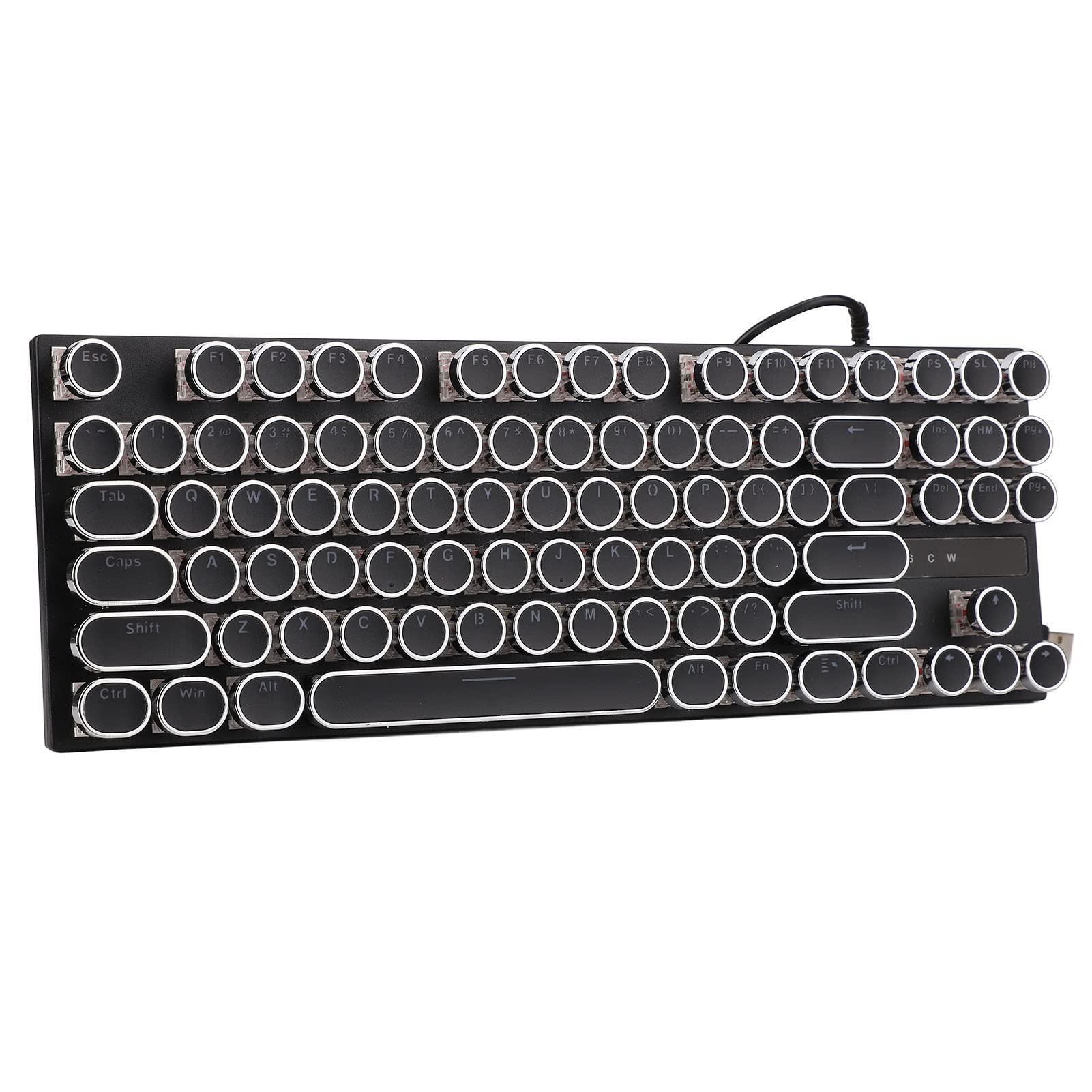 87-Key Mechanical Gaming Keyboard with RGB Rainbow Backlit, Red Switches & Punk Keycaps - Wired USB Keyboard for Windows PC Gamers - Perfect for FPS, MOBA & Esports Gaming