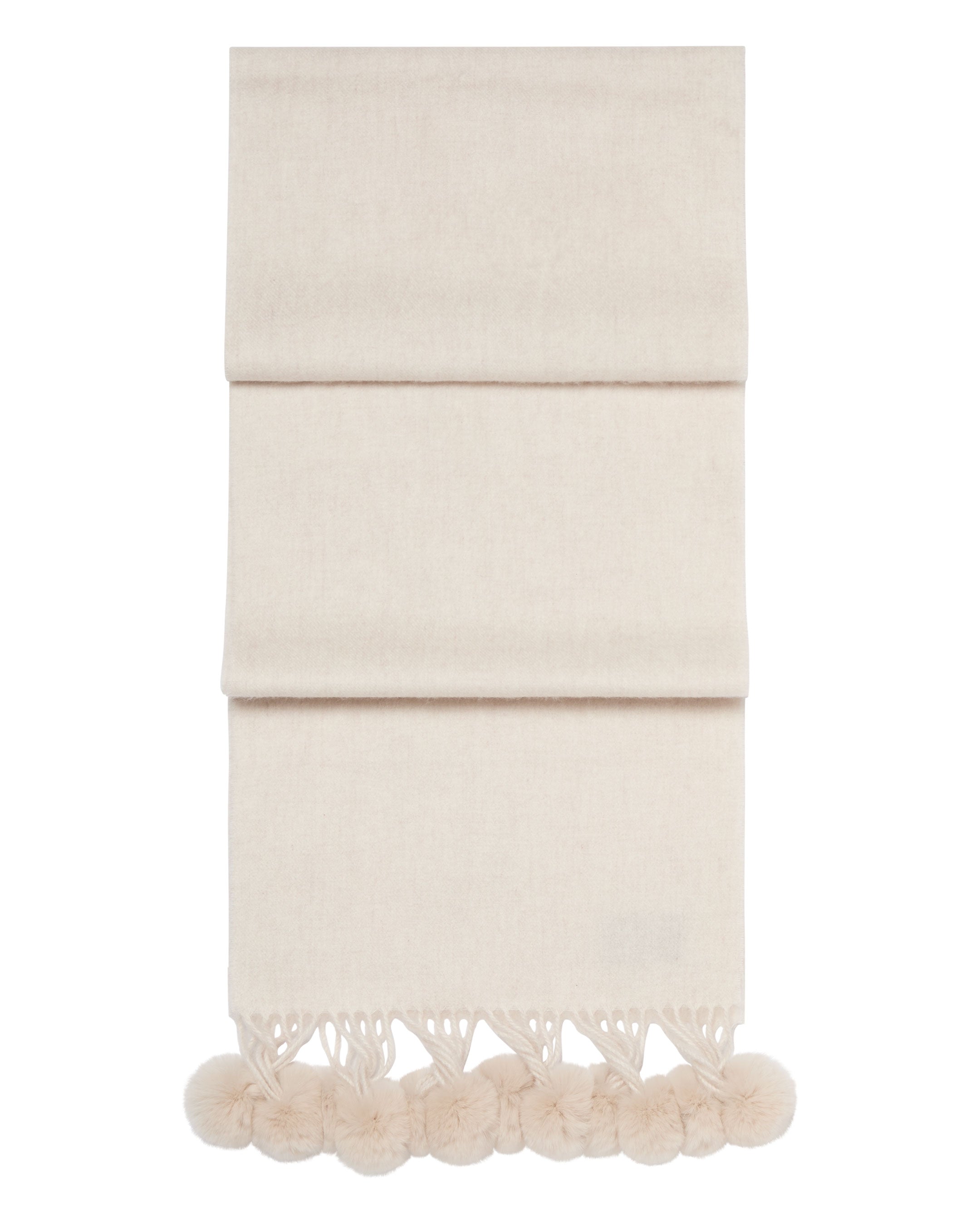 Women's Davos Fur Bobble Cashmere Scarf - Soft Winter Warm Wrap - Frost White - Perfect for Cold Weather & Fashion Outfits