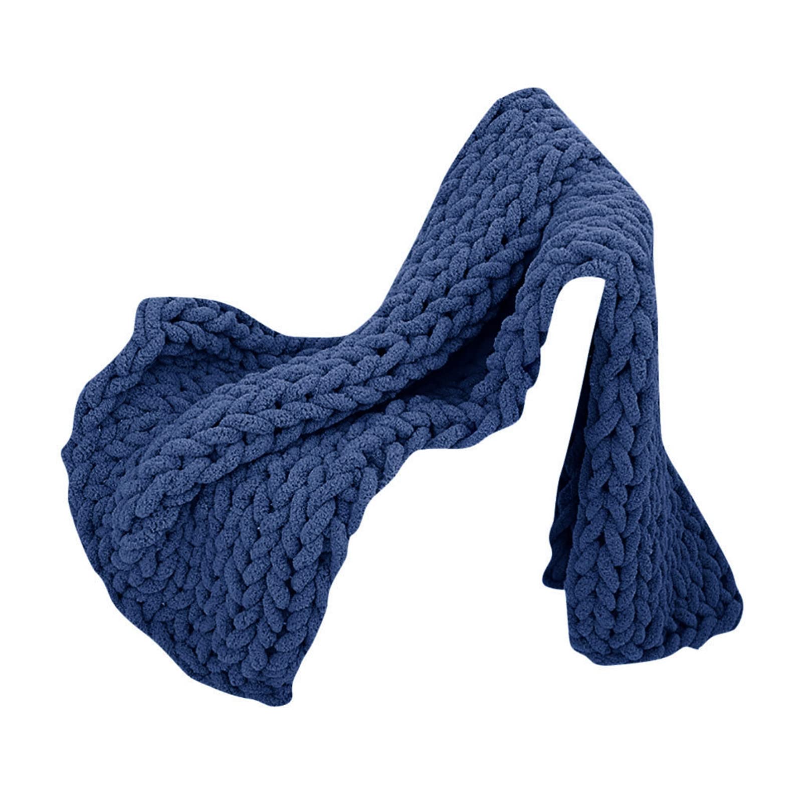 MKWEY Chunky Knit Blanket - Handmade Soft 59x79in Oversized Throw Blanket, Cozy Warm Cable Knit Chenille Blanket for Sofa & Bed, DIY Chunky Knit Blanket Kit, Giant Handmade Blanket for Living Room, Bedroom & Winter Nights (150x200cm)