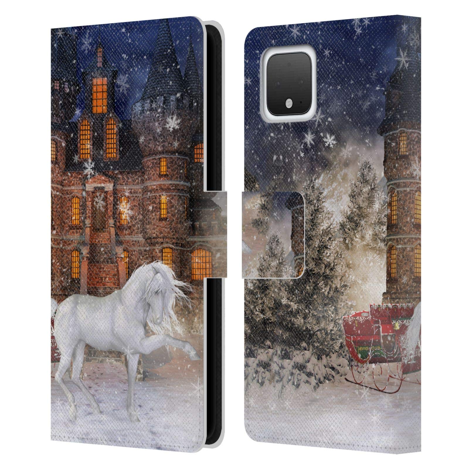 Simone Gatterwe Christmas Horses Leather Wallet Case for Google Pixel 4 - Holiday Gift Idea