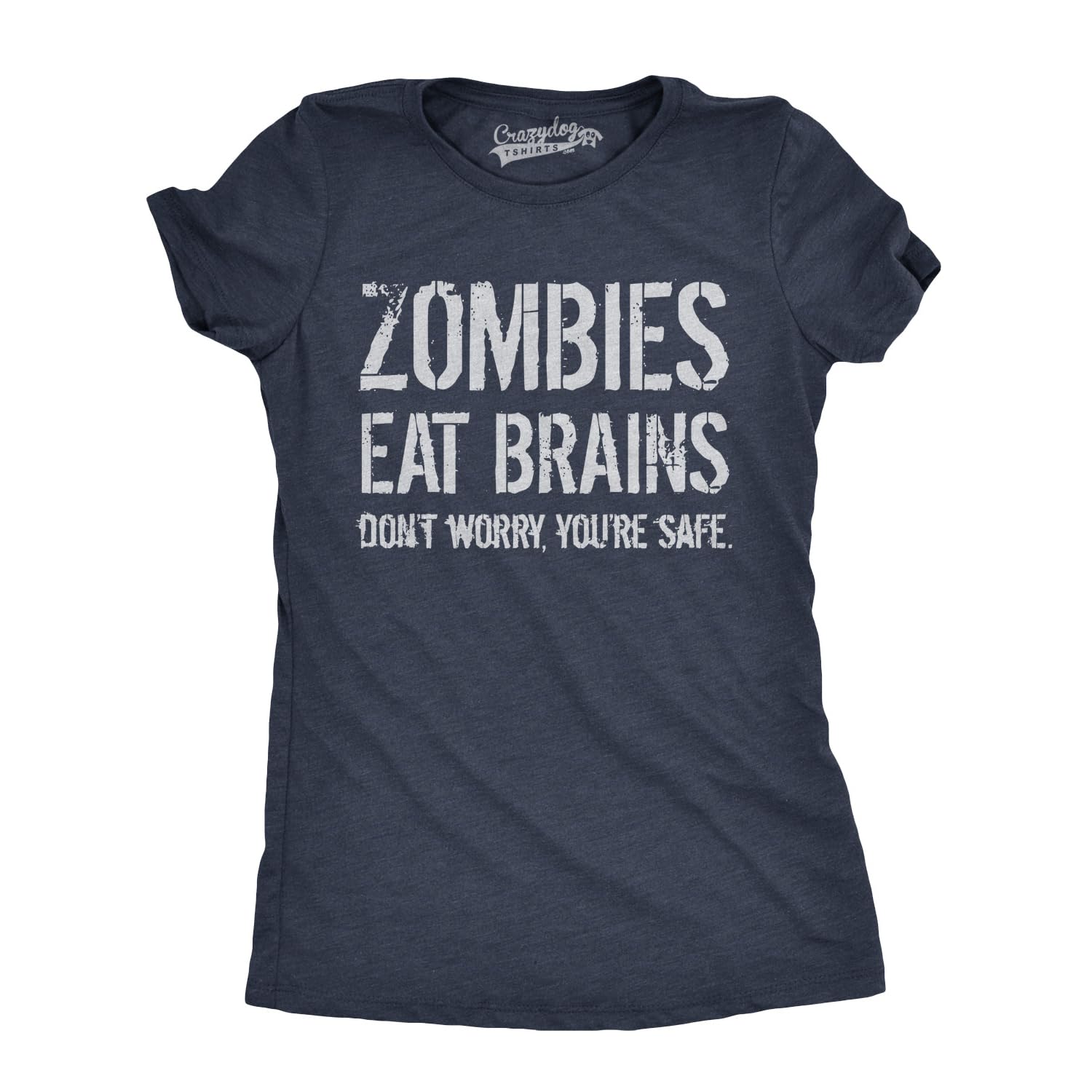 Funny Women's Zombie T-Shirt - 'Zombies Eat Brains So You're Safe' Halloween Humor Tee - Perfect for Halloween Parties, Cosplay & Zombie Fans