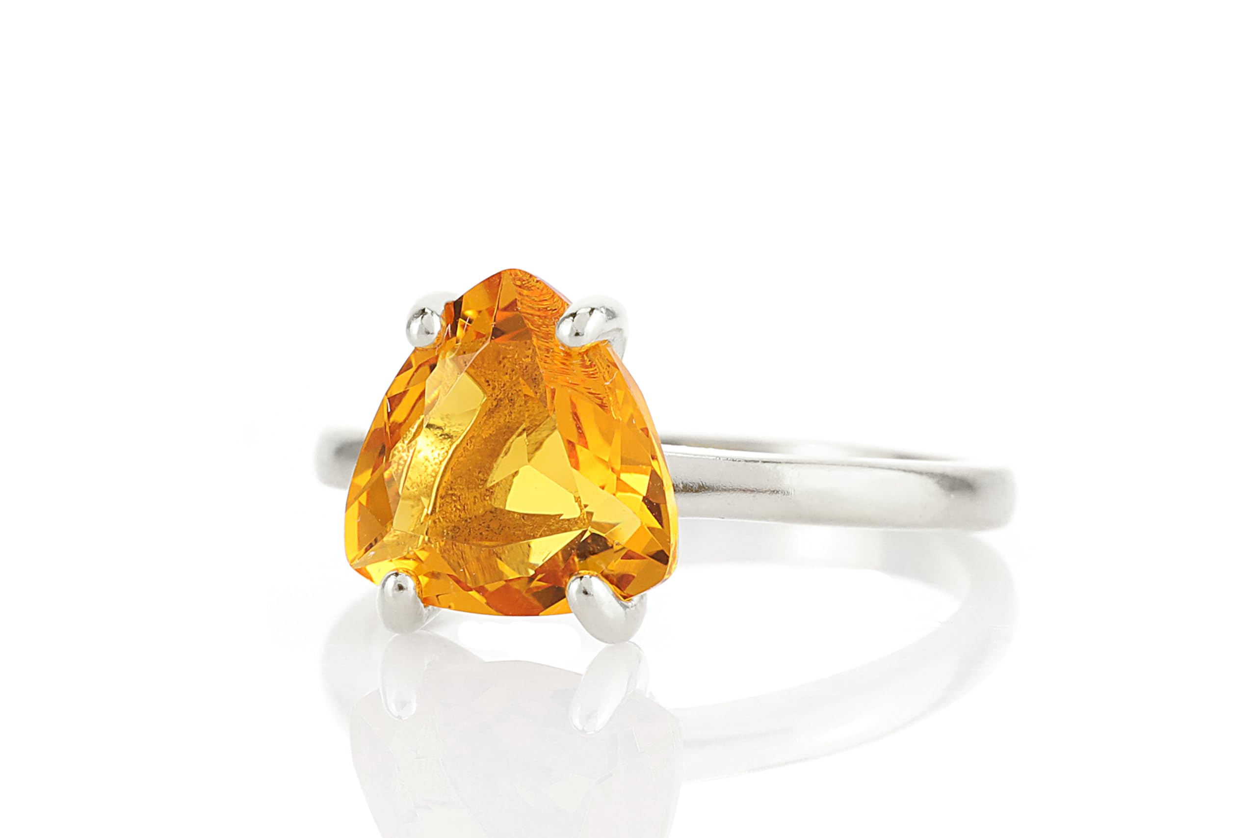 Citrine Rings for Women - November Birthstone Sterling Silver Jewelry - Handmade Stackable Rings with Gift Box - Perfect for Birthdays, Anniversaries & Everyday Wear
