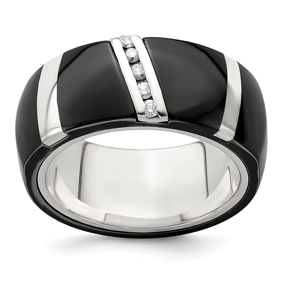 925 Sterling Silver & Black Titanium Diamond Engagement Ring for Women - 0.1 ct Round Cut Solitaire Promise Ring - Perfect for Proposals, Anniversaries & Valentine's Day Gifts