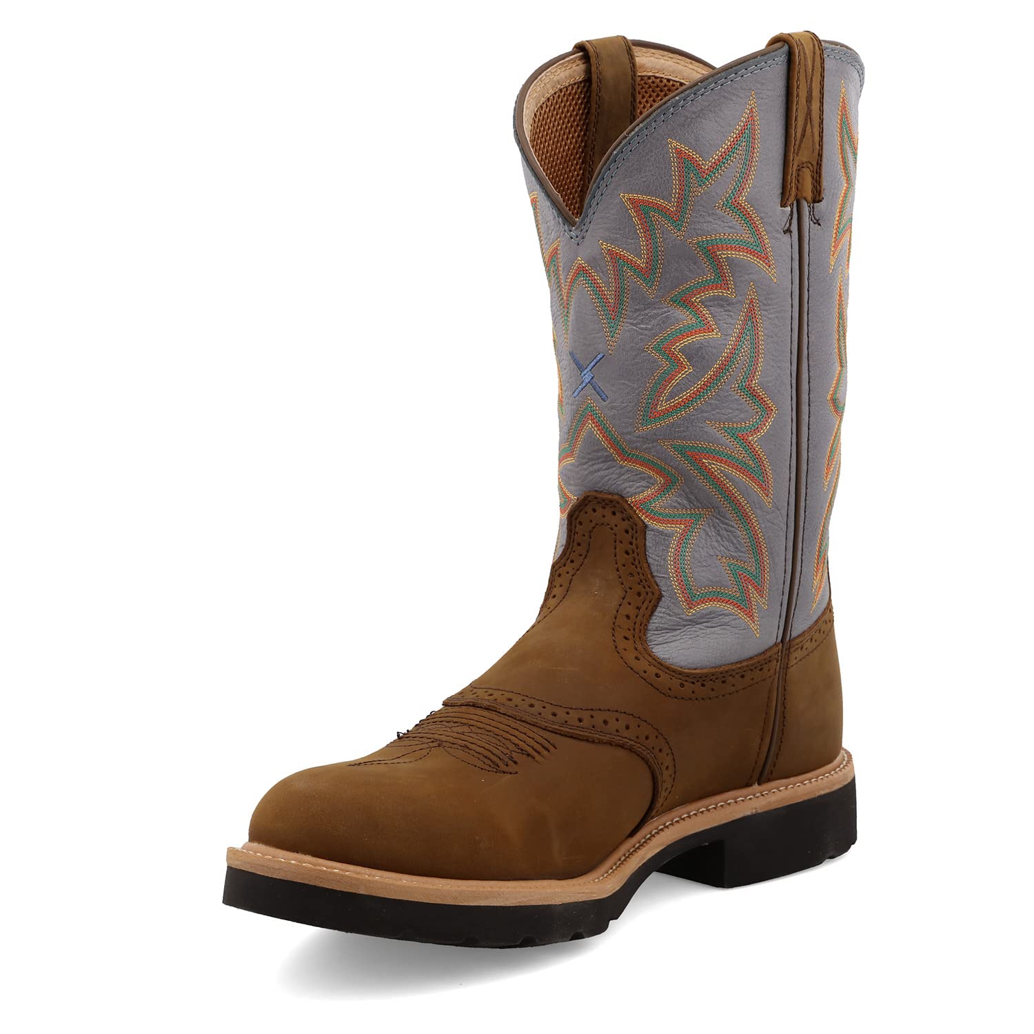 Twisted X Men's Distressed Pull-On Work Boots - Comfortable Round Toe Western Boots for Construction, Ranch Work & Outdoor Activities