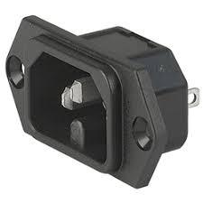 IEC Appliance Inlet C16 - Screw Panel Mount with Quick Connect Terminals (4.8x0.8mm) for 2mm Panel Thickness - Perfect for Industrial Equipment & Power Distribution Systems