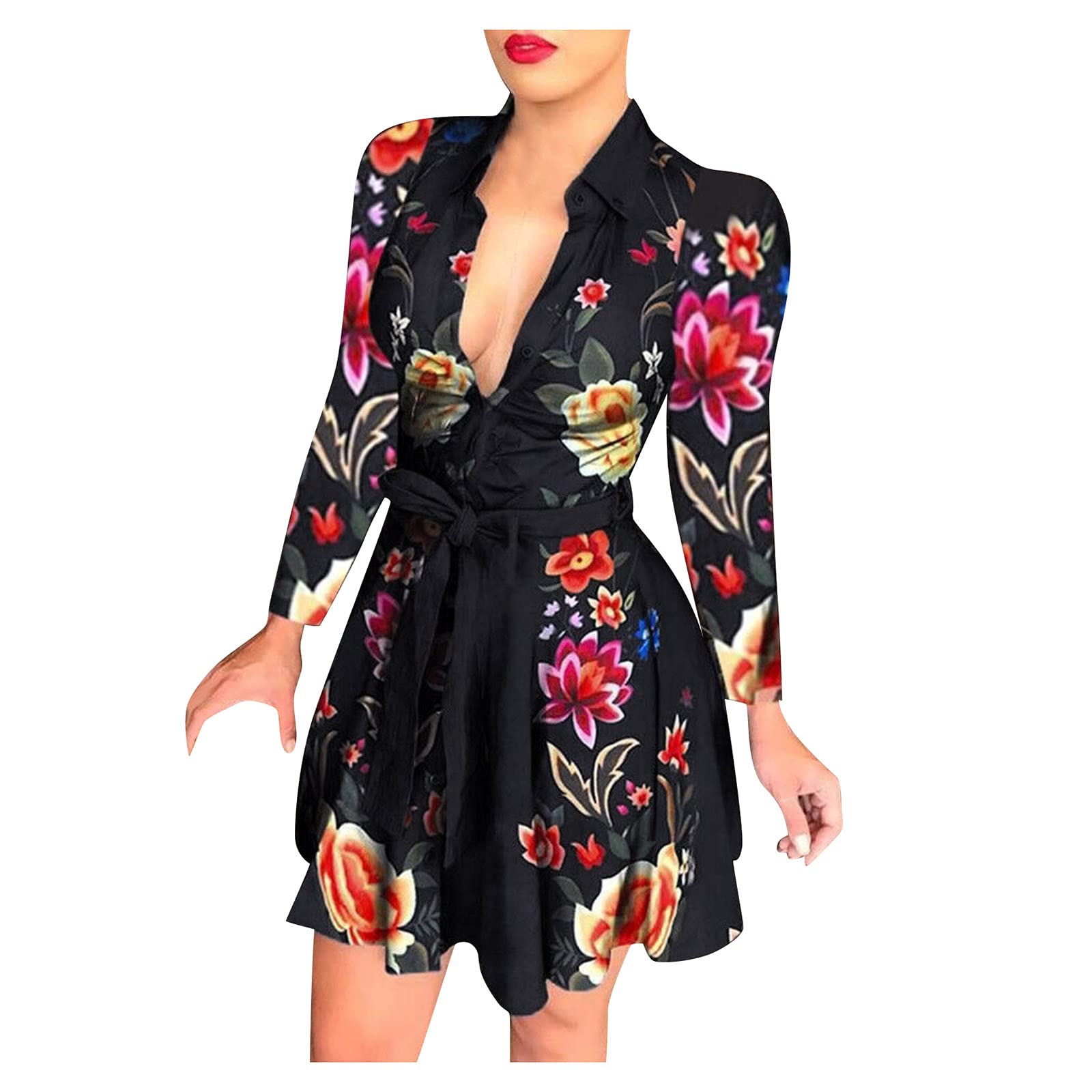 Elegant Ruffle Midi Dress for Women - A-Line Long Sleeve Wedding Guest Dress for Spring & Summer | Casual Occasions, Parties & Special Events