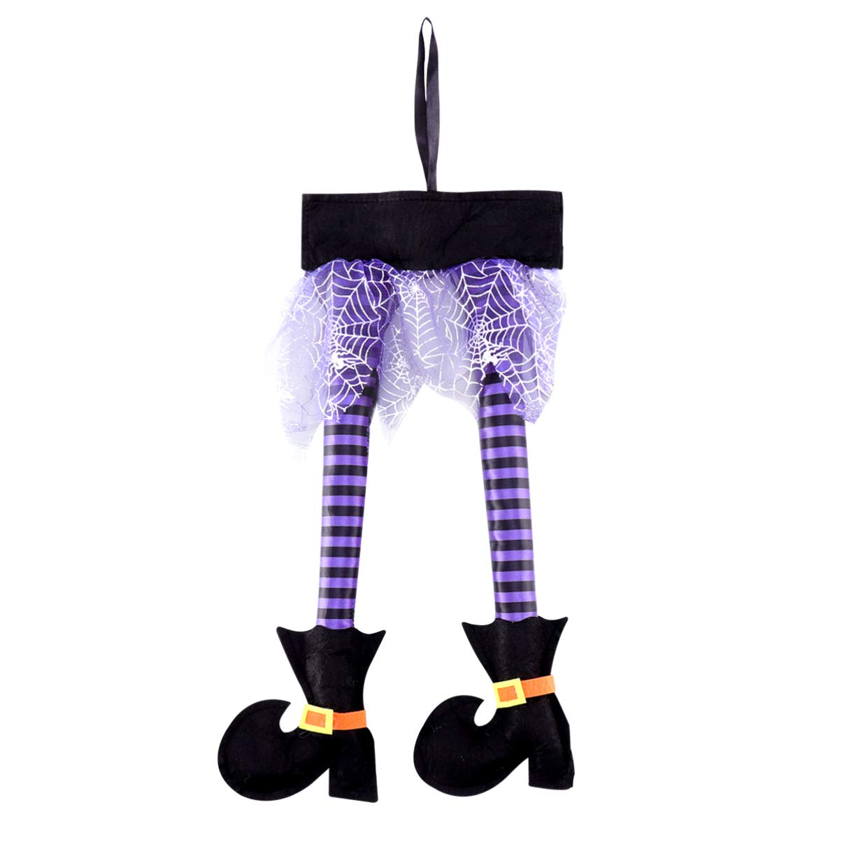 TOYANDONA Halloween Witch Legs Decorations - 1PC Purple Witch Legs with Shoes Hanging Ornaments for Halloween Party, Home & Yard Decor - Spooky Witch Legs for Door, Window & Halloween Displays