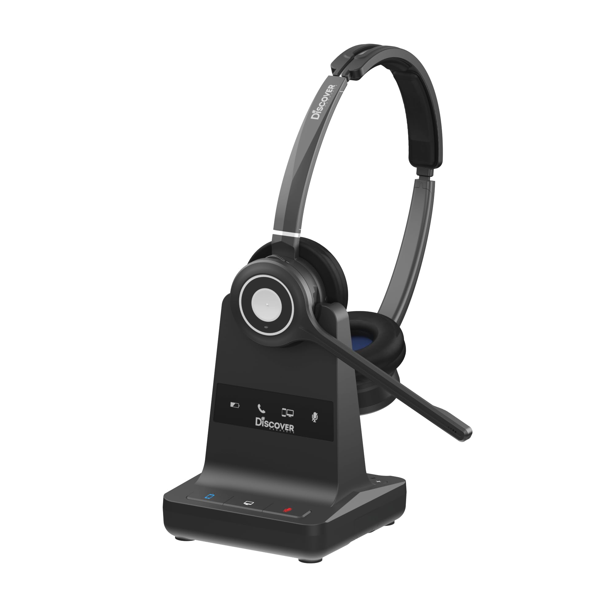 Discover Adapt 30 Wireless DECT Headset with Noise-Canceling Mic | Comfortable Computer & Office Phone Headset | Interchangeable Headband Design | Perfect for Call Centers, Remote Work & Business Communications