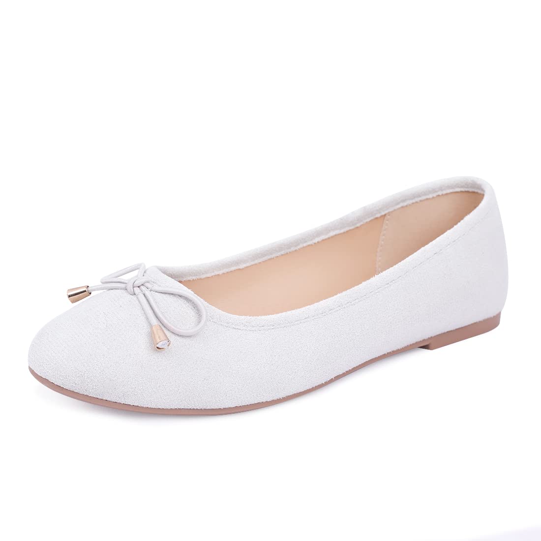 Women's Ballet Flats - Classic Slip-On Dress Shoes with Bow Tie | Comfortable Round Toe Walking Shoes for Work, Wedding & Everyday Wear