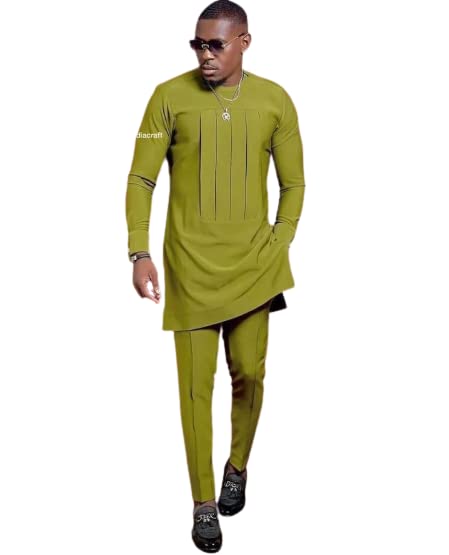 African Dashiki Shirt for Men | Traditional African Print Wedding Attire | Green African Groom's Clothing | Perfect for Weddings, Cultural Events & Festivals