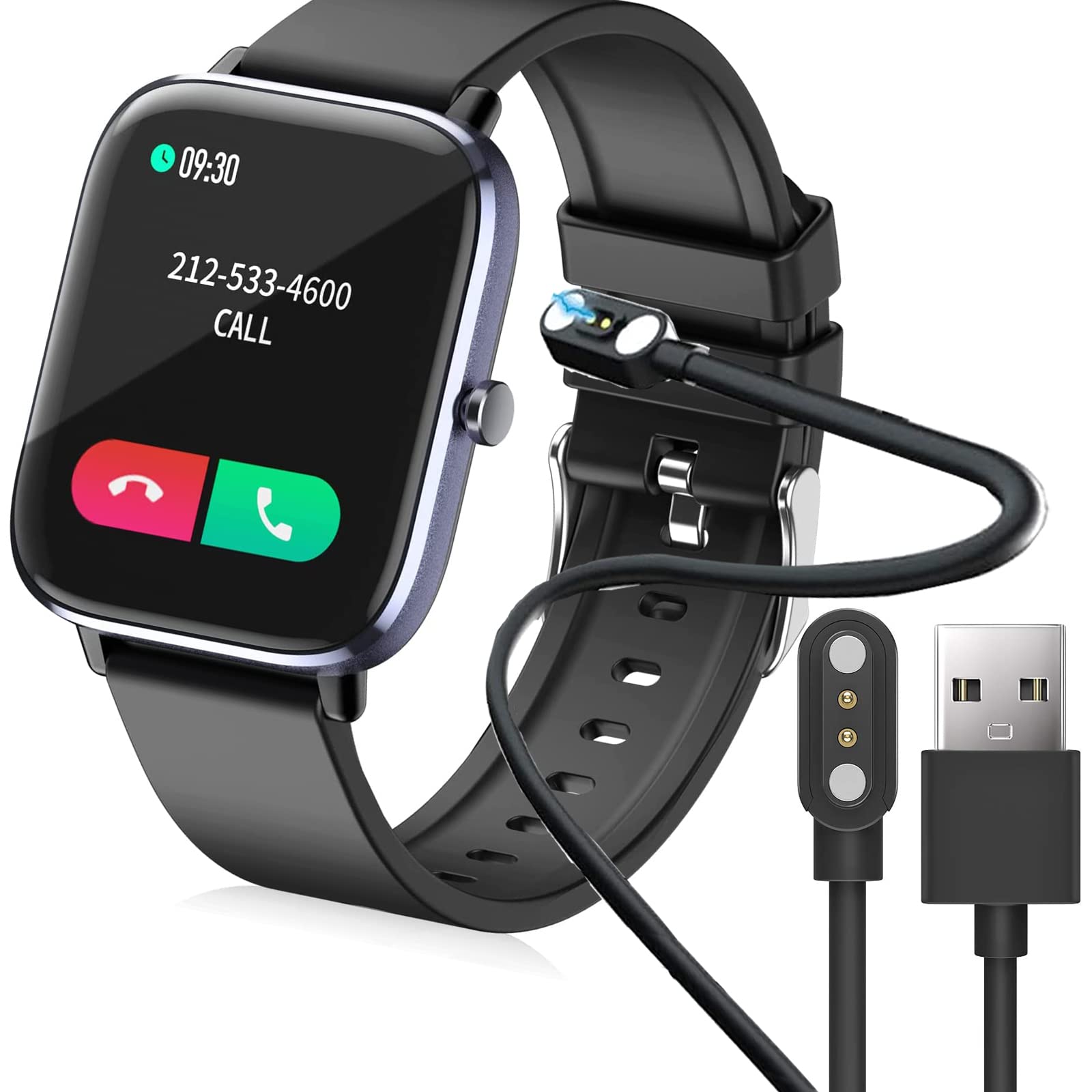 SOUYIE T45S Smart Watch Magnetic Charger - Replacement USB Charging Cable Compatible with SOUYIE Smart Watch 2022 Model (Black) | Perfect for Home, Office & Travel Charging
