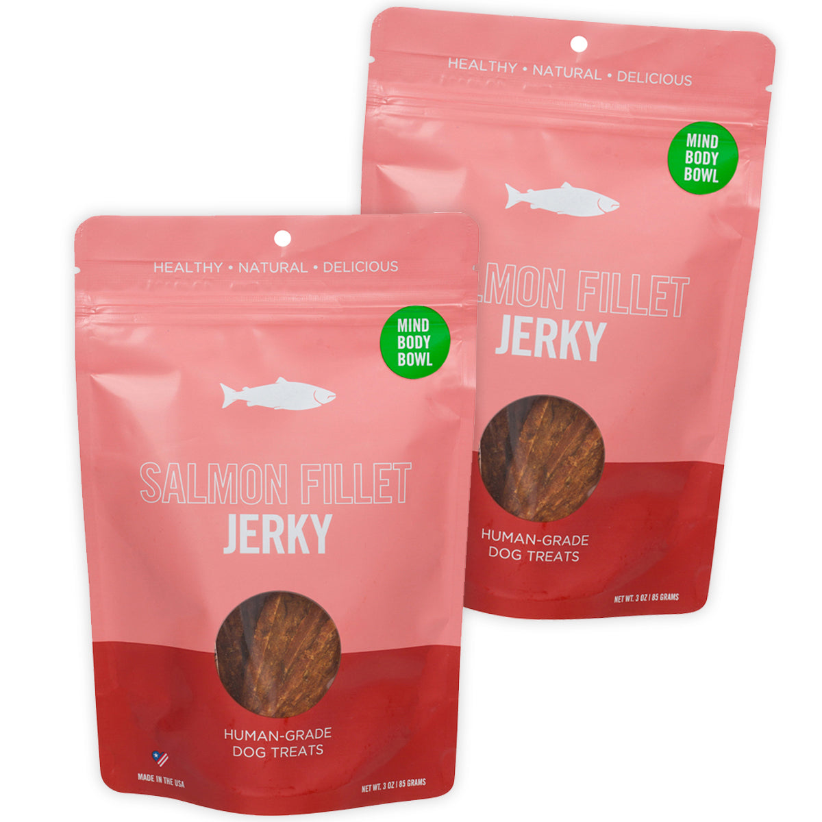 Premium Smoked Salmon Jerky Dog Treats - 2 Pack | All-Natural, Grain-Free & High Protein | Perfect for Training, Rewards & Dental Health